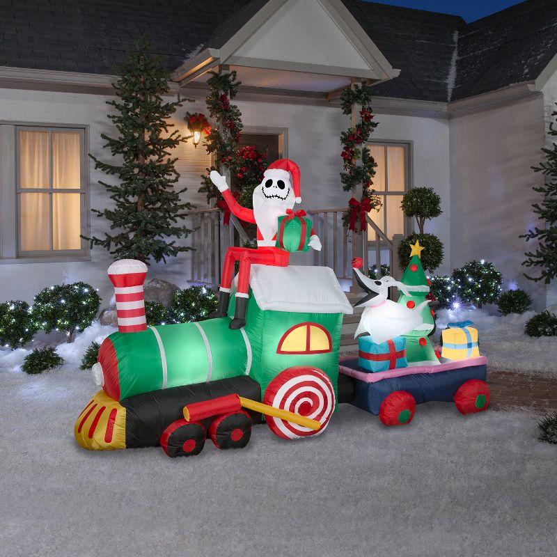 Gemmy Giant Christmas Inflatable Jack Skellington Train Scene, 6 ft Tall, Multi