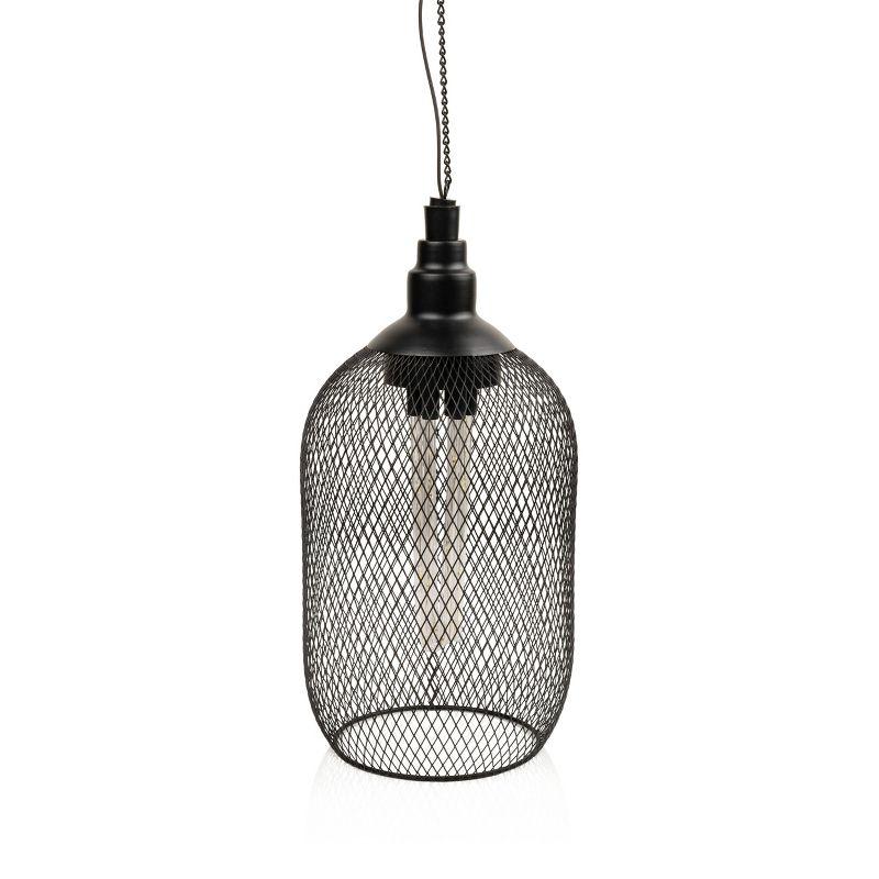 12" Solar Hanging Mesh Glass Lantern Black - Alpine Corporation