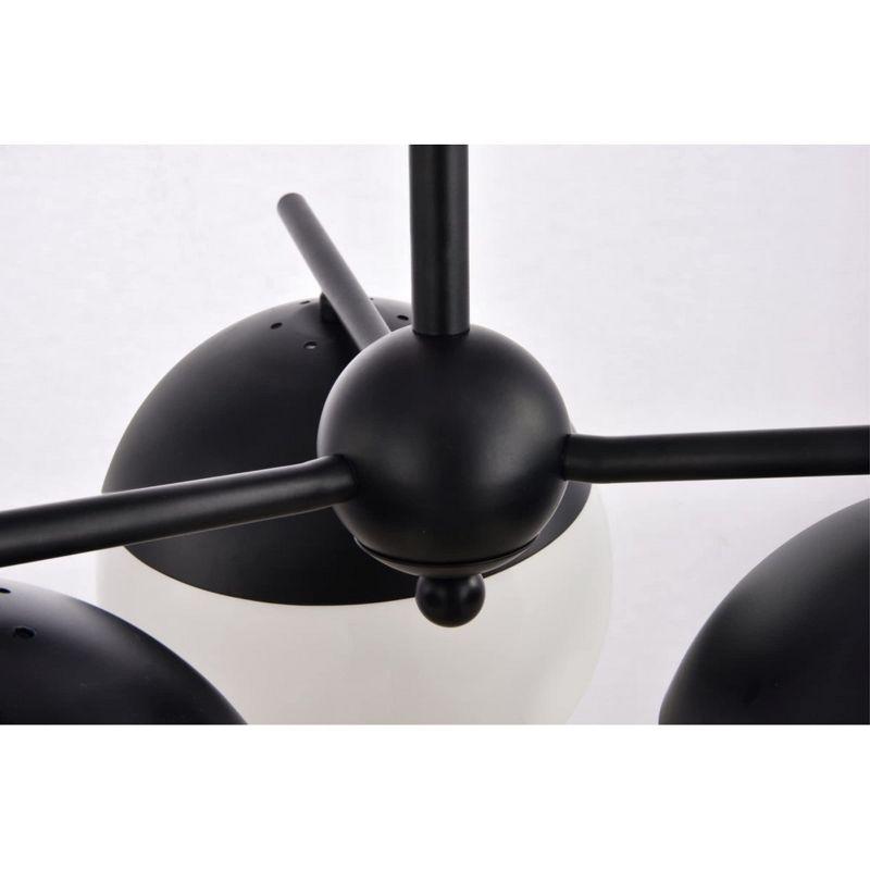 Elegant Lighting Eclipse 3 Lights Black Pendant With Frosted White Glass