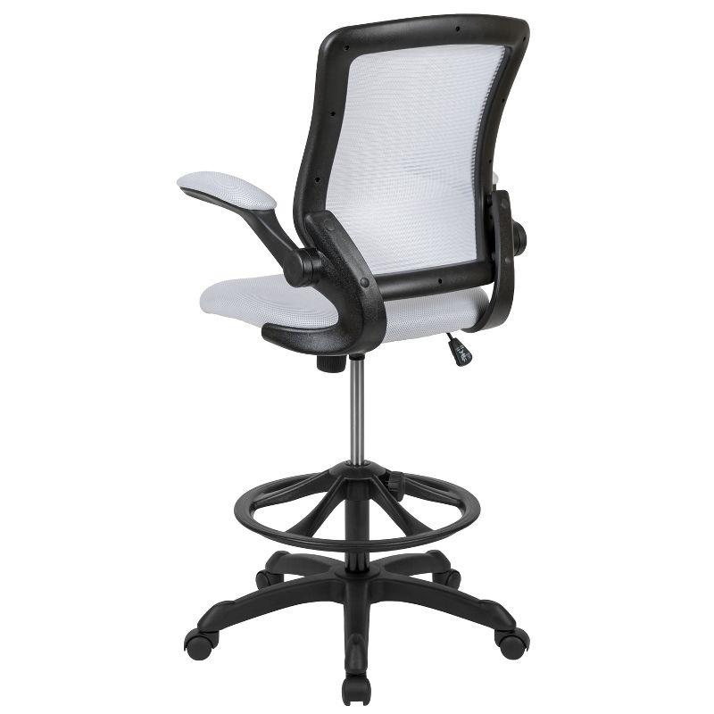 Flash Furniture Mid-Back Mesh Ergonomic Drafting Chair with Adjustable Foot Ring and Flip-Up Arms