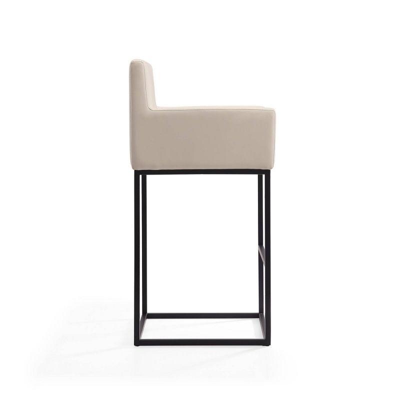 Manhattan Comfort Ambassador Metal Counter Height Barstool Cream: Upholstered, No Assembly, Faux Leather