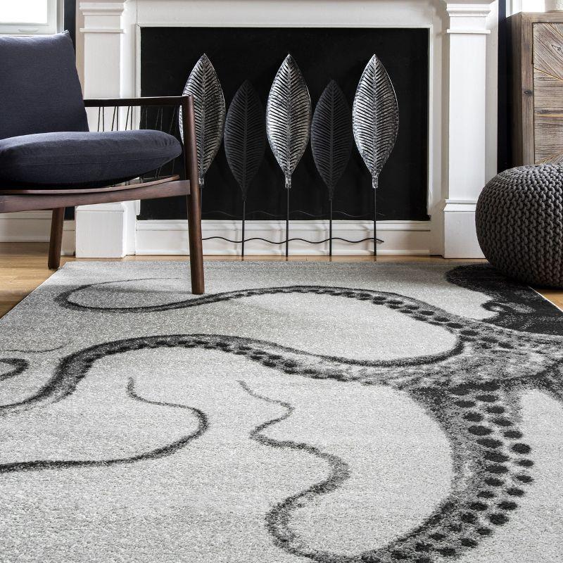 Gray Flat Woven Reversible Synthetic Rectangular Rug