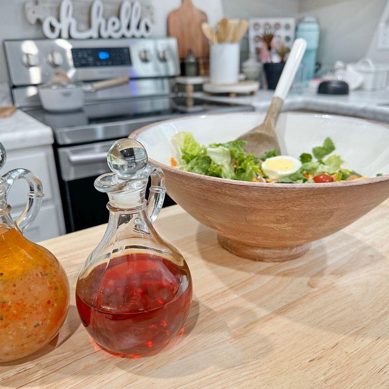Cornucopia Brands 8oz Glass Oil and Vinegar Cruets (Set of 2); Round Oil Dispensers / Salad Dressing Bottles w/ Stoppers