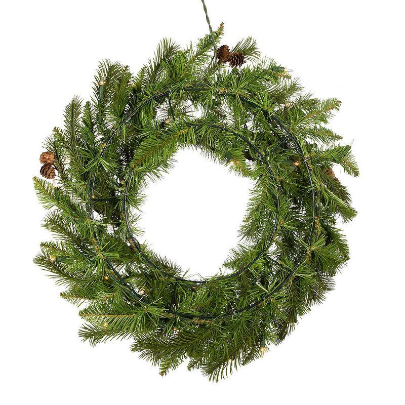 Festive Pinecone 18" Pre-Lit Outdoor Christmas Wreath with Clear Lights