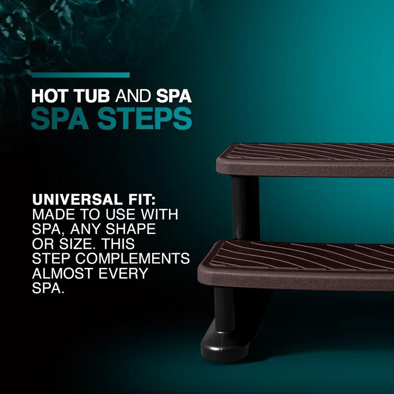 Puri Tech Universal Spa & Hot Tub Outdoor Steps No Slip Grip Support - Espresso with Black