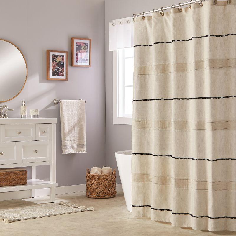 Saturday Knight Ltd. Frayser Shower Curtain Linen : Microfiber, Machine Washable, Non-Slip Backing