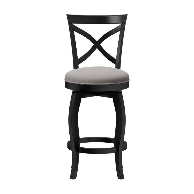 Ellendale 38'' Black Wood Swivel Counter Height Stool with Fog Gray Seat