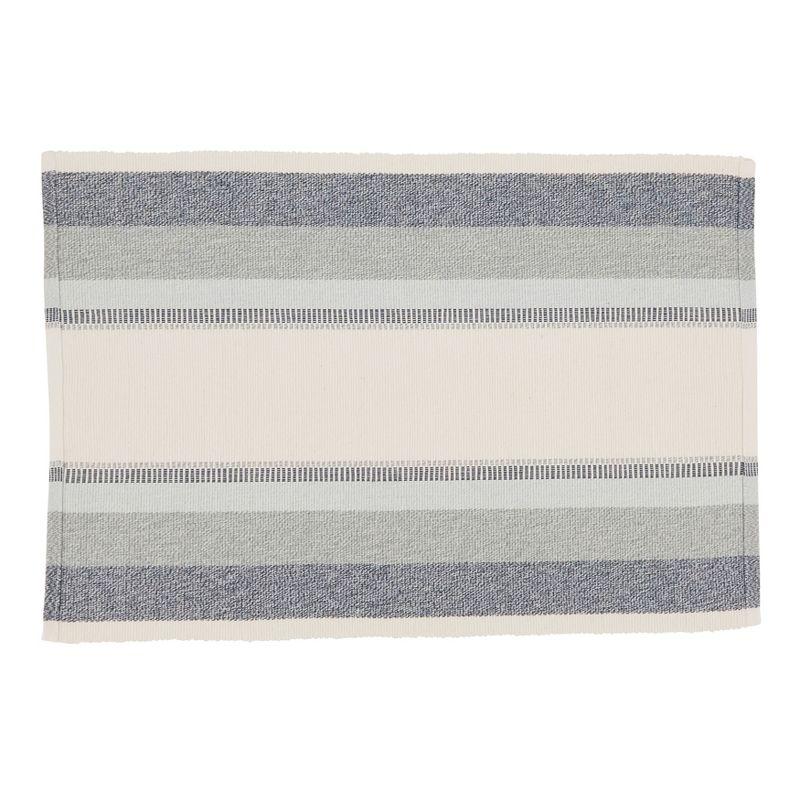 Blue and White Cotton Striped Rectangle Placemats Set