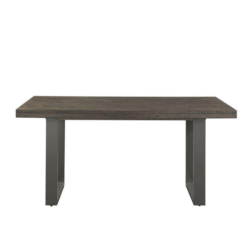 Picket House Furnishings Sullivan Dining Table Dark Ash: Modern Lacquered Rubberwood, Seats 6, Double Pedestal