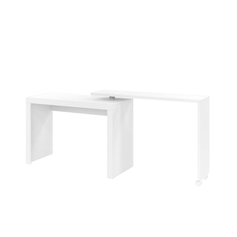 Calabria White Nested Swivel Desk in MDP with L-Shape Option