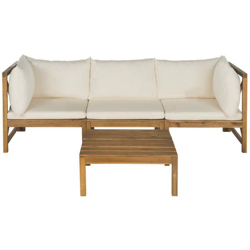 Teak Brown Acacia Wood 3-Piece Outdoor Sectional Sofa Set