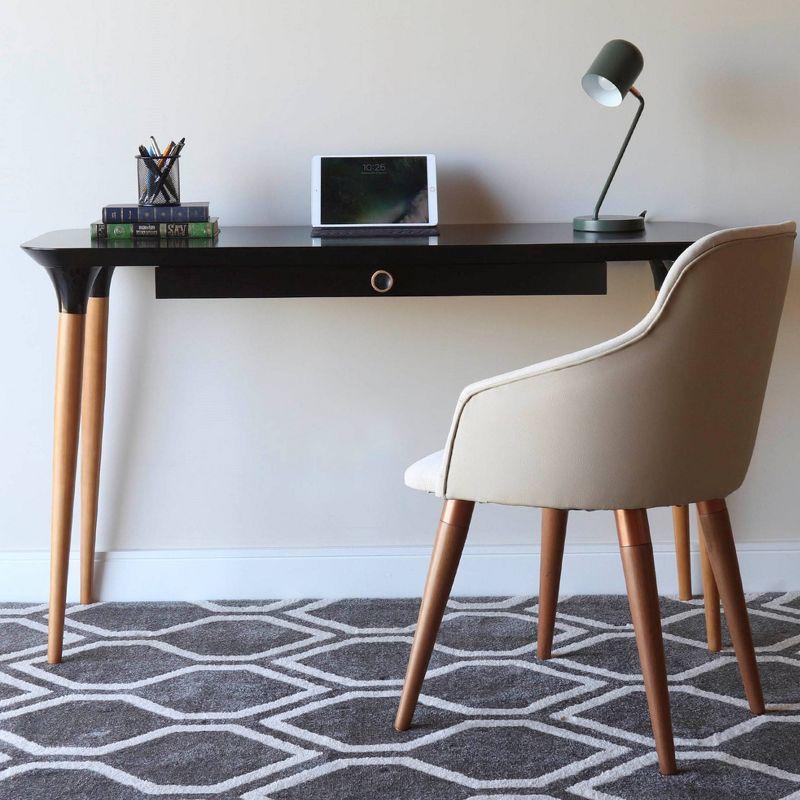 Black and Cinnamon Wood Office Desk with Drawer