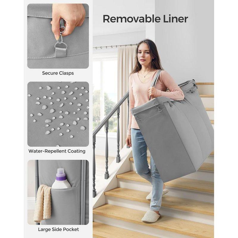 200L Laundry Sorter 3-Section Laundry Basket with Wheels Rolling Laundry Hamper with Removable Liner Dove Gray