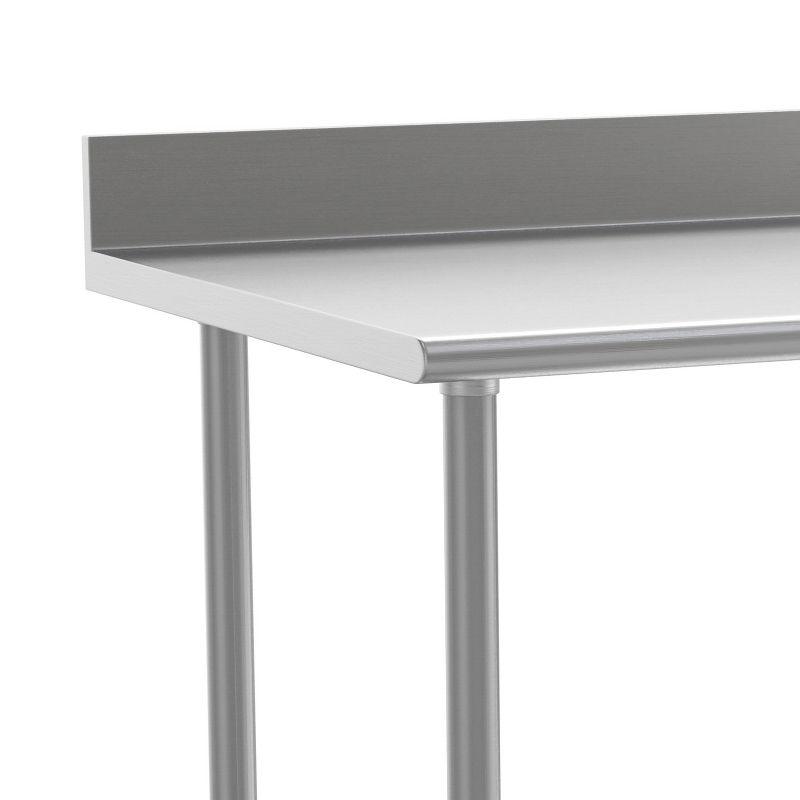 Flash Furniture Commercial Stainless Steel Kitchen Prep and Work Table with Shelf and Backsplash