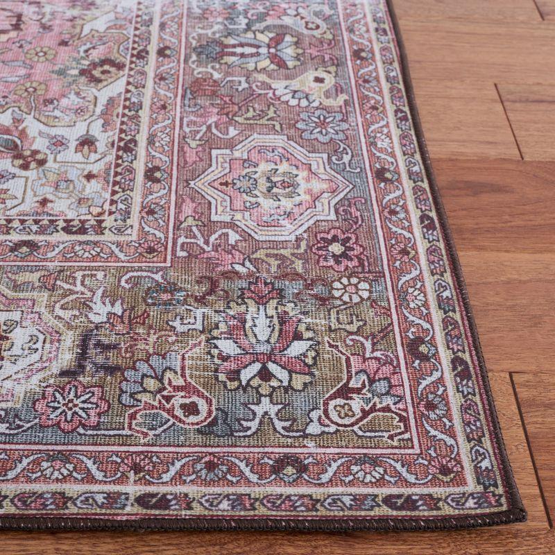 Tucson TSN144 Power Loomed Machine Washable Area Rug - Pink/Beige - 6'x6' - Safavieh.