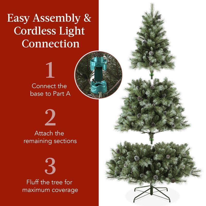 Best Choice Products 6ft Pre-Lit Frosted Scotch Pine Christmas Tree w/ 946 Branch Tips, 250 2-in-1 LED Lights