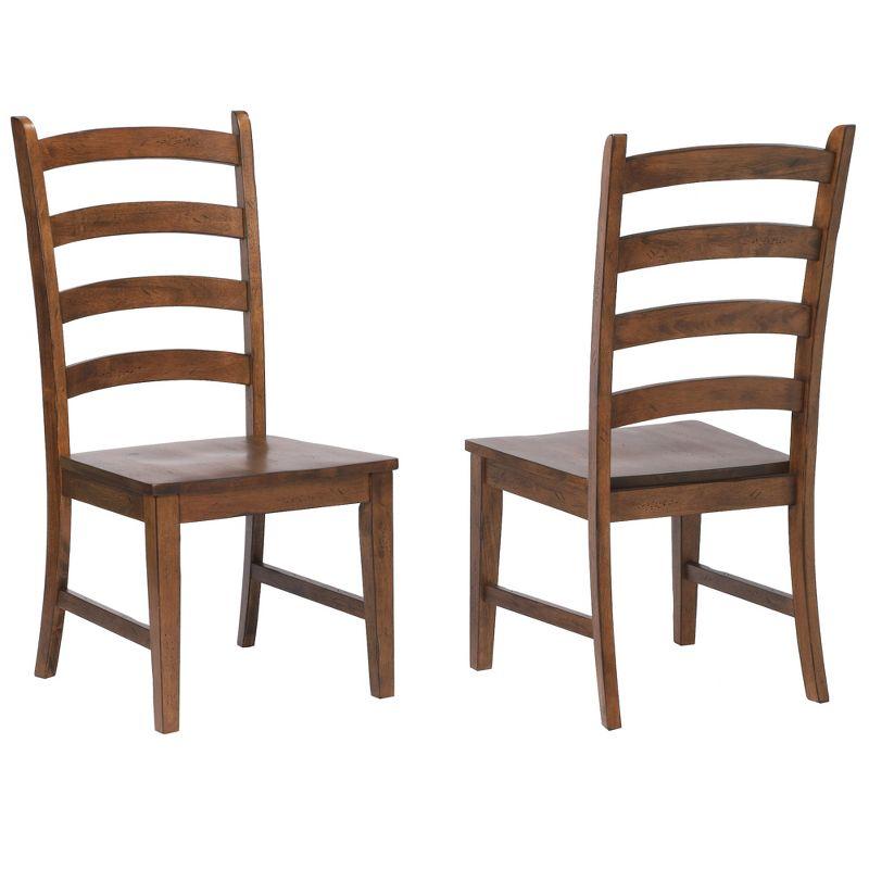 Brown High Ladderback Wood Side Chair Set