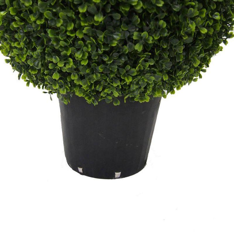 Vickerman Artificial Boxwood Teardrop Shaped Bush, Black Plastic Pot