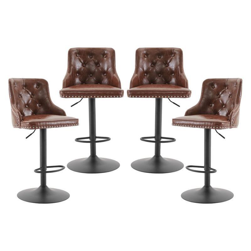 Bar Stools Set of 2,Adjustable Swivel Barstools, Faux Leather Bar Chairs,Upholstered Counter Height with High Backrest