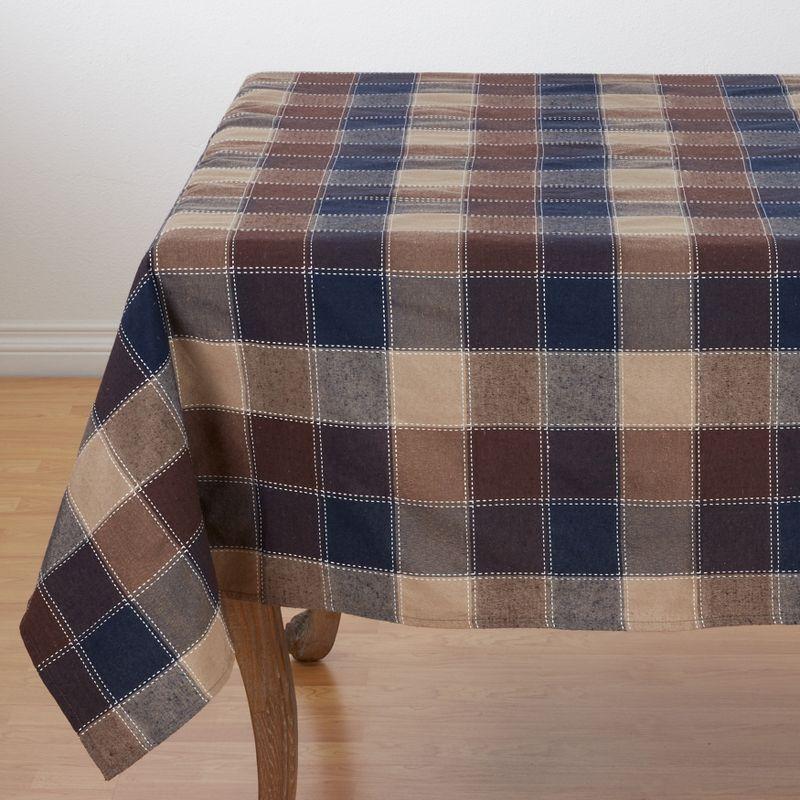 Saro Lifestyle Cotton And Poly Blend Stitched Plaid Tablecloth