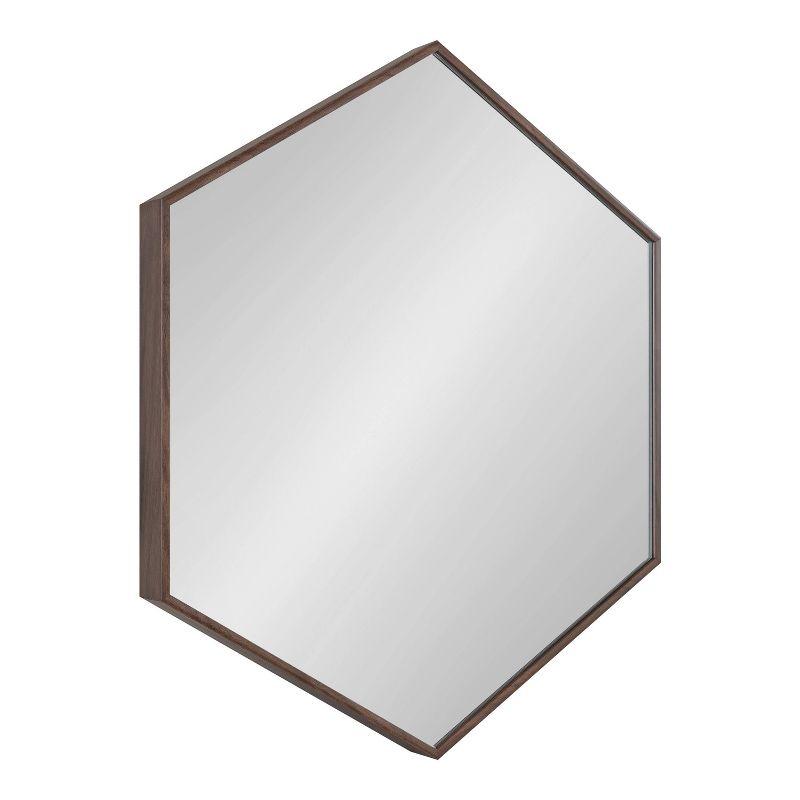 22" x 25" Rhodes Hexagon Wall Mirror Walnut Brown - Kate & Laurel: Modern Plastic Frame, No Assembly Required