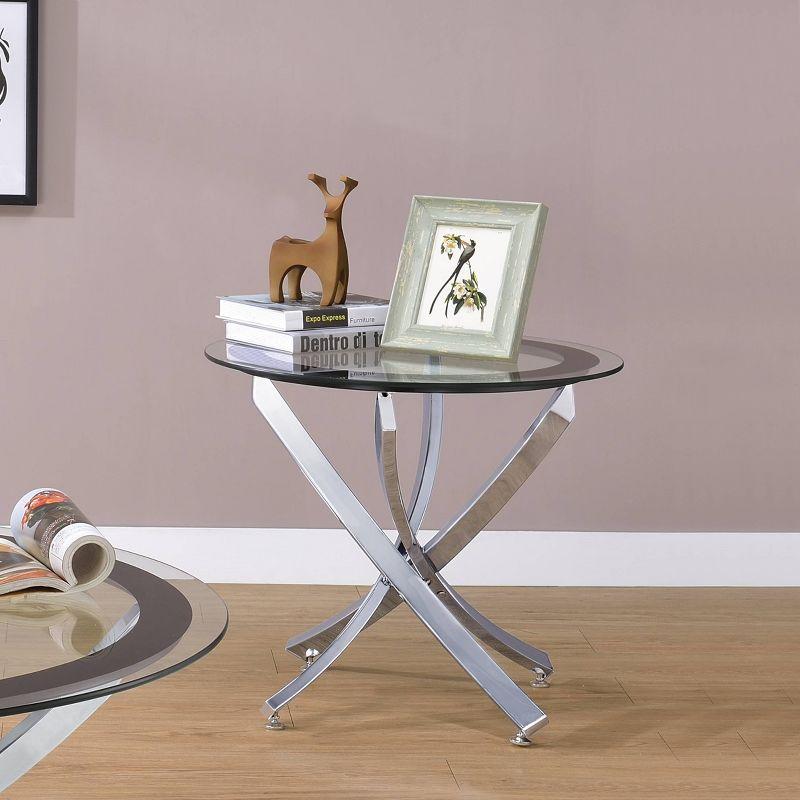 Brooke Round Chrome End Table with Glass Top