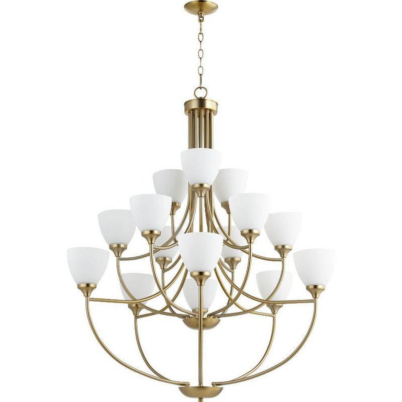 Quorum Lighting Enclave 15-Light Chandelier, Aged Brass, 38.5 Width, 44 Height