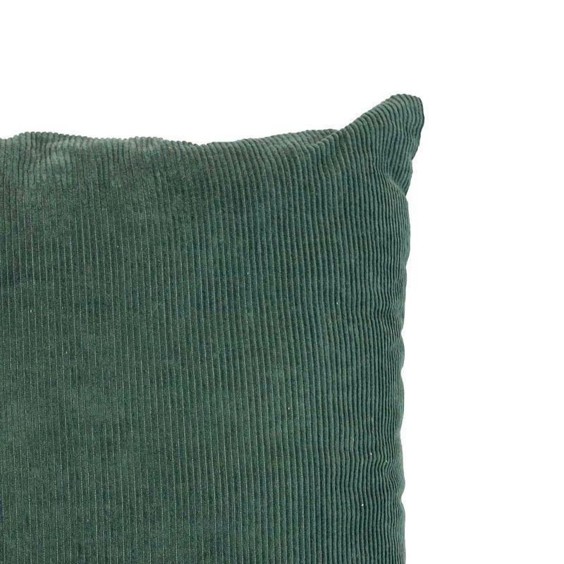 18x18 Corduroy Velvet Filled Throw Pillow Green Cotton, Rayon & Polyester by Foreside Home & Garden