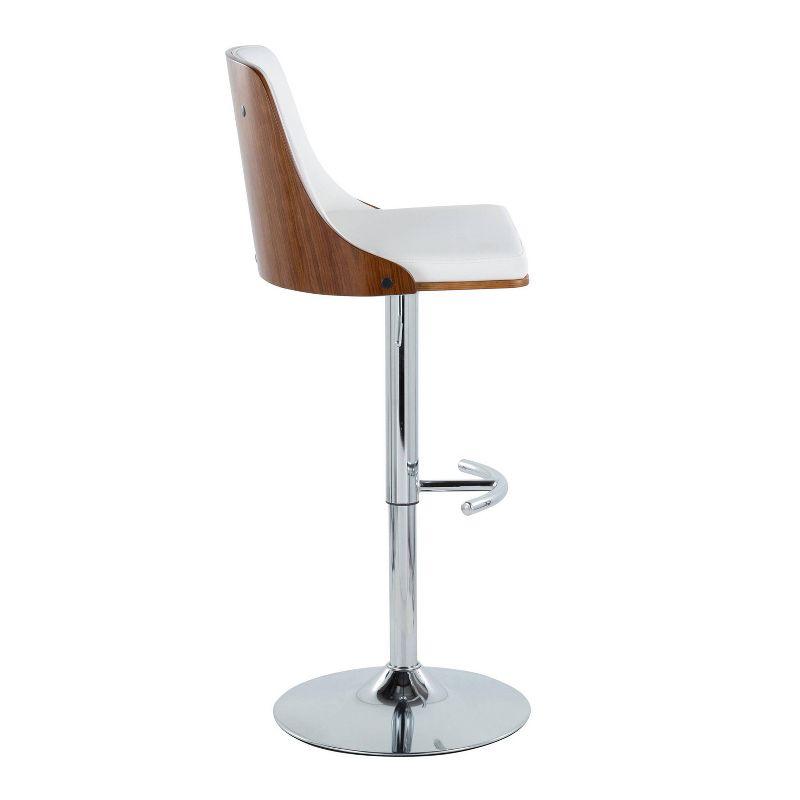 Set of 2 White Adjustable Swivel Barstools with Wood and Metal