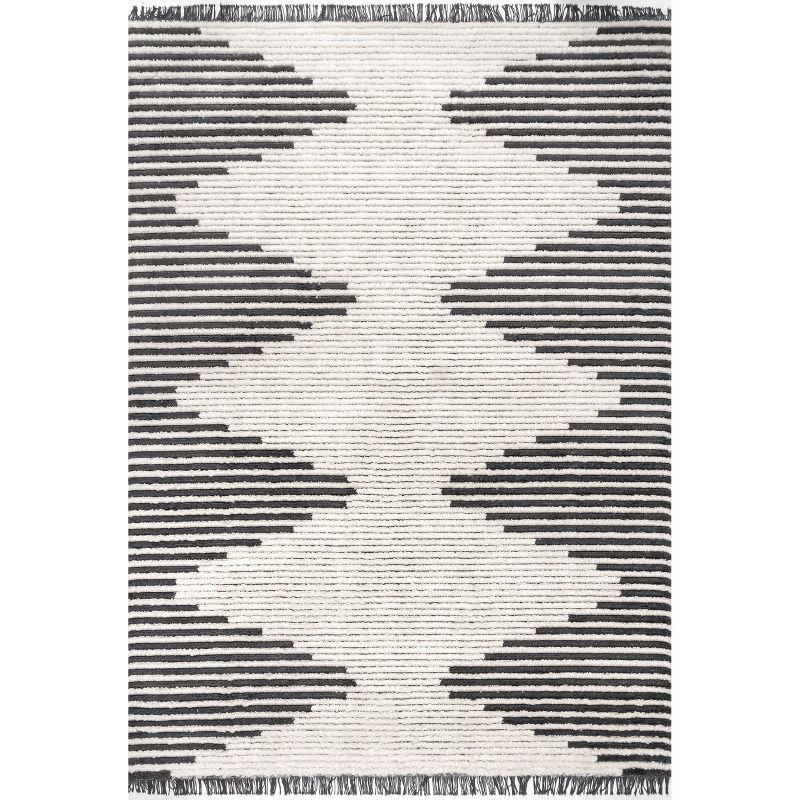 Beige and Gray 4' x 6' Reversible Shag Area Rug