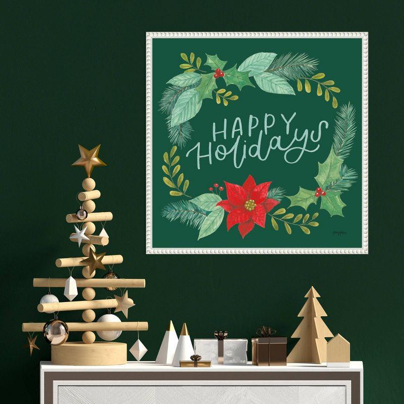 22"x22" White Framed Holiday Botanical Canvas Print