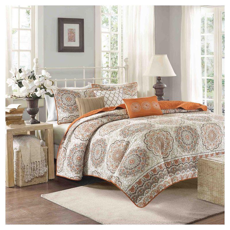 6 Piece Reversible Quilt Set with Throw Pillows