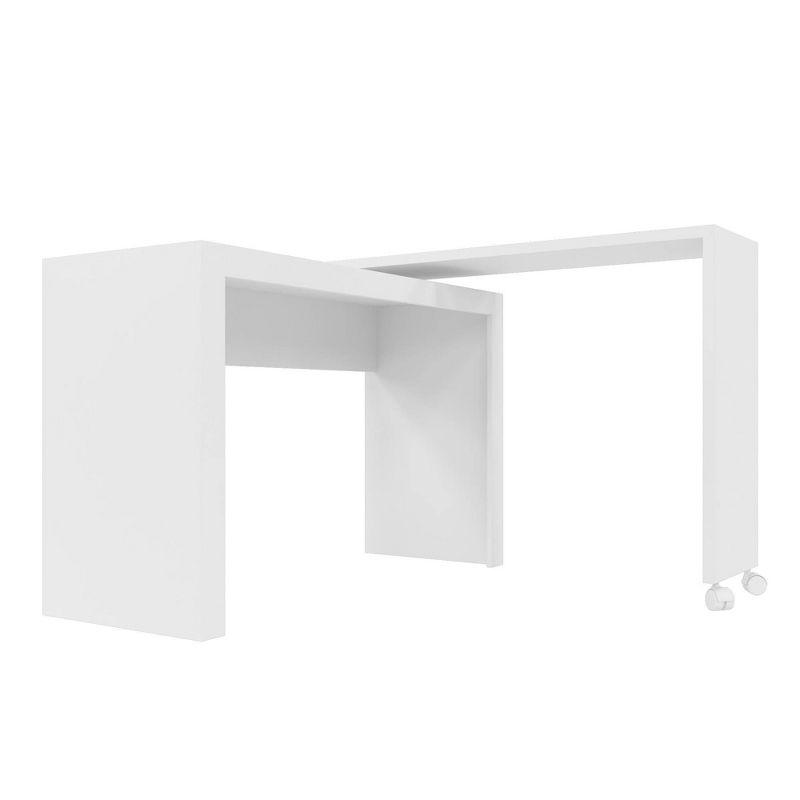 Calabria White Nested Swivel Desk in MDP with L-Shape Option