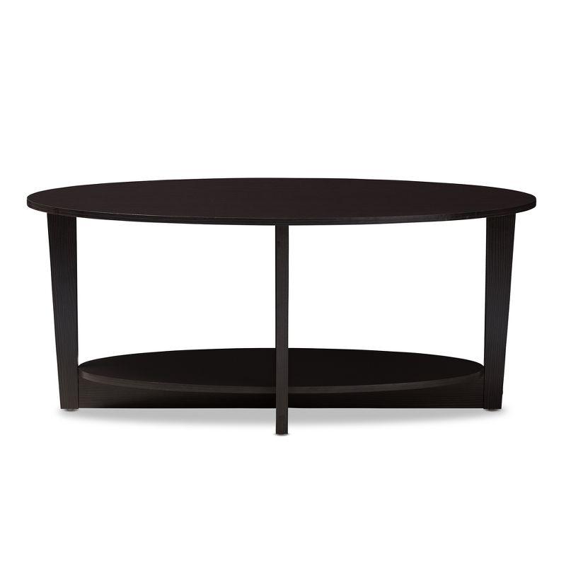 Jacintha Modern Coffee Table with Storage Shelf: Wenge Brown - Baxton Studio