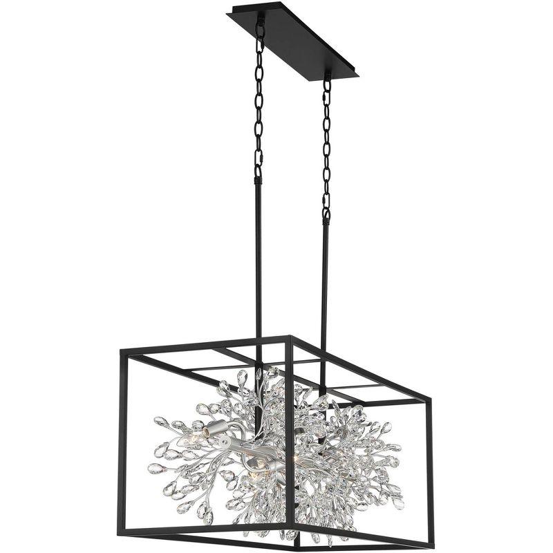 Possini Euro Design Carrine Black Silver Linear Pendant Chandelier 38 1/2" Wide Modern Clear Crystal 8-Light Fixture for Dining Room Kitchen Island