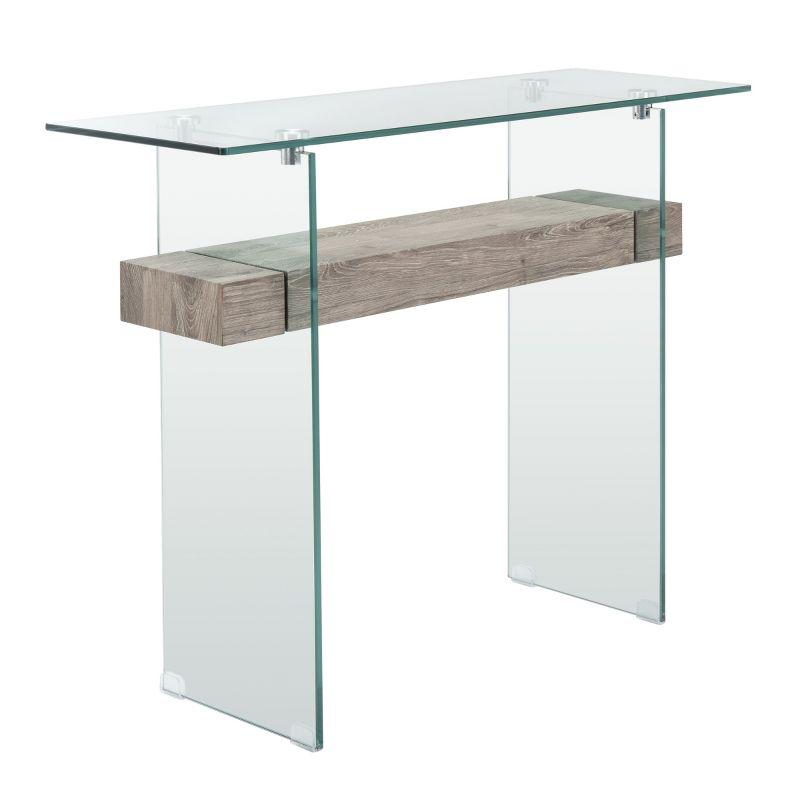 Kayley Console Table - Glass/Grey Oak - Safavieh
