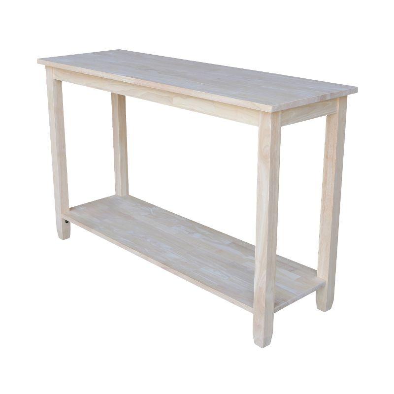 Solano Unfinished Solid Wood Console Table with Storage Shelf