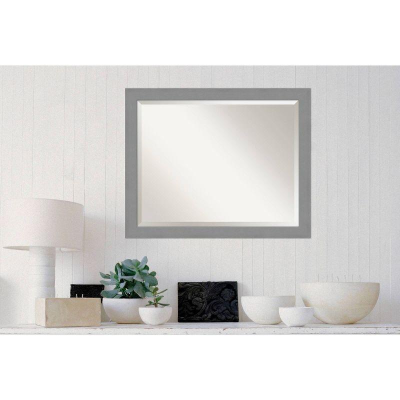 32" x 26" Brushed Nickel Framed Wall Mirror Silver - Amanti Art: Modern Beveled, No Assembly, Wall Mount