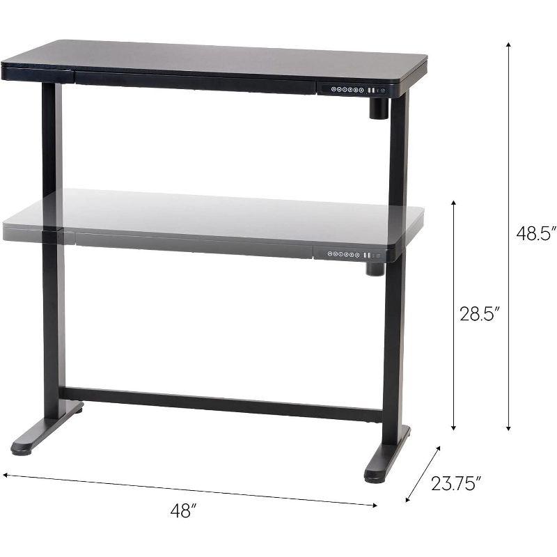 Black Adjustable Height Standing Desk with USB Port and Drawer