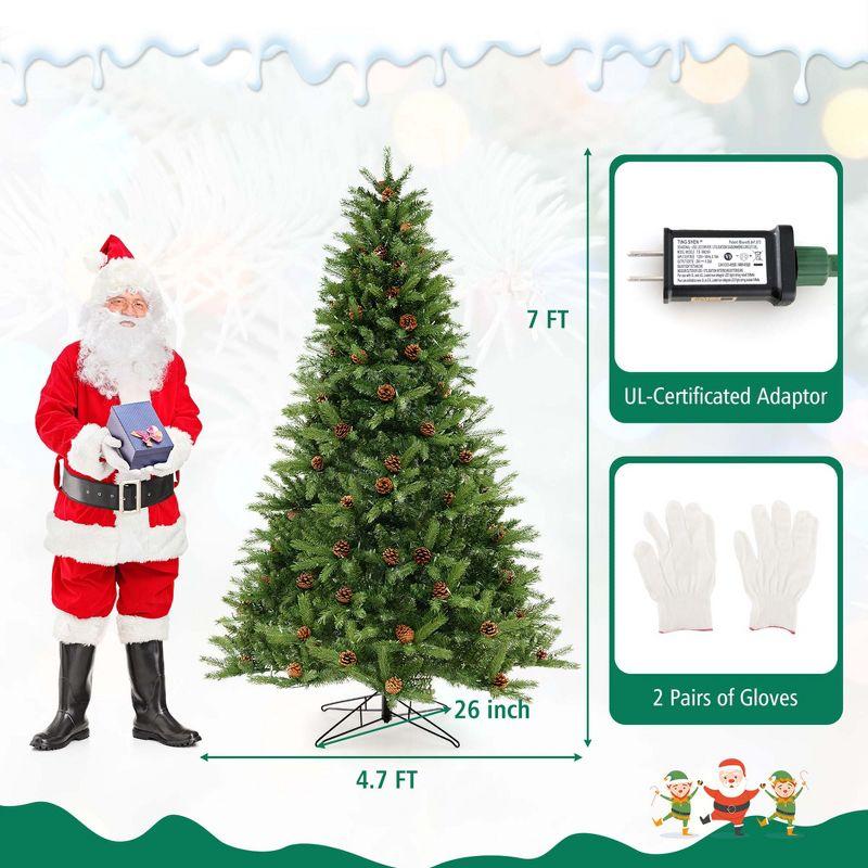 Costway 7 FT Pre-Lit Christmas Tree 3-Minute Quick Shape with Quick Power Connector Timer