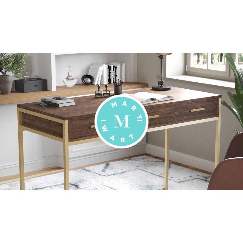 Huddleston Martha Stewart 3 Drawer Home Office Desk with Metal Frame and Hardware