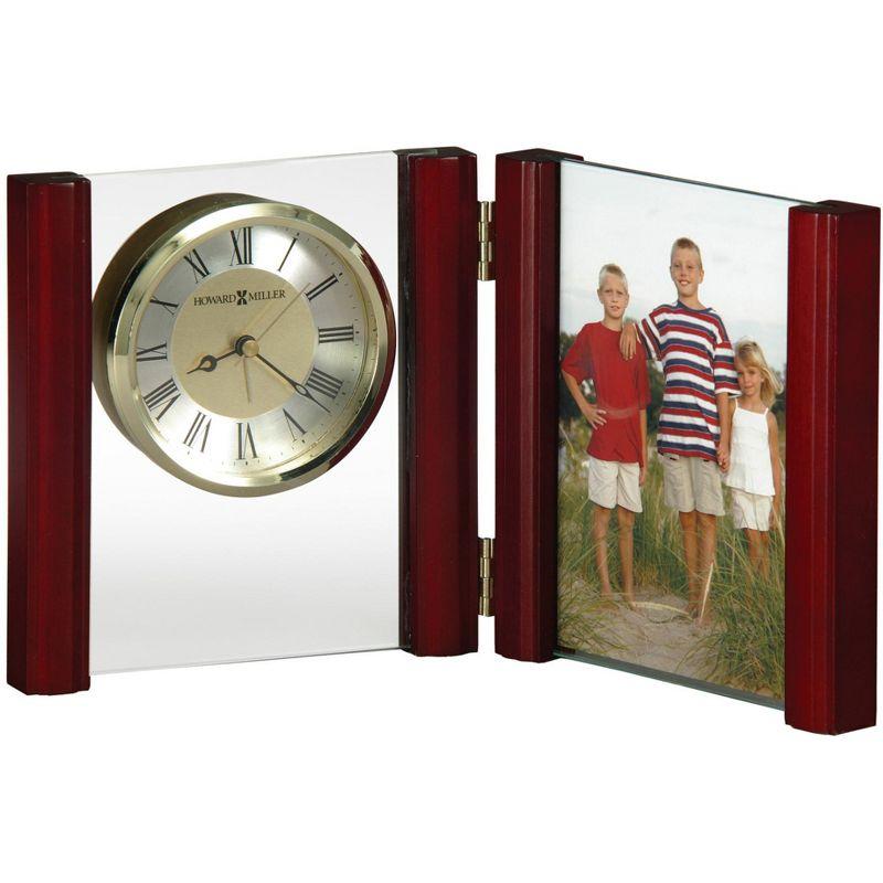 Rosewood Hall Brown Quartz Table Clock with Photo Frame