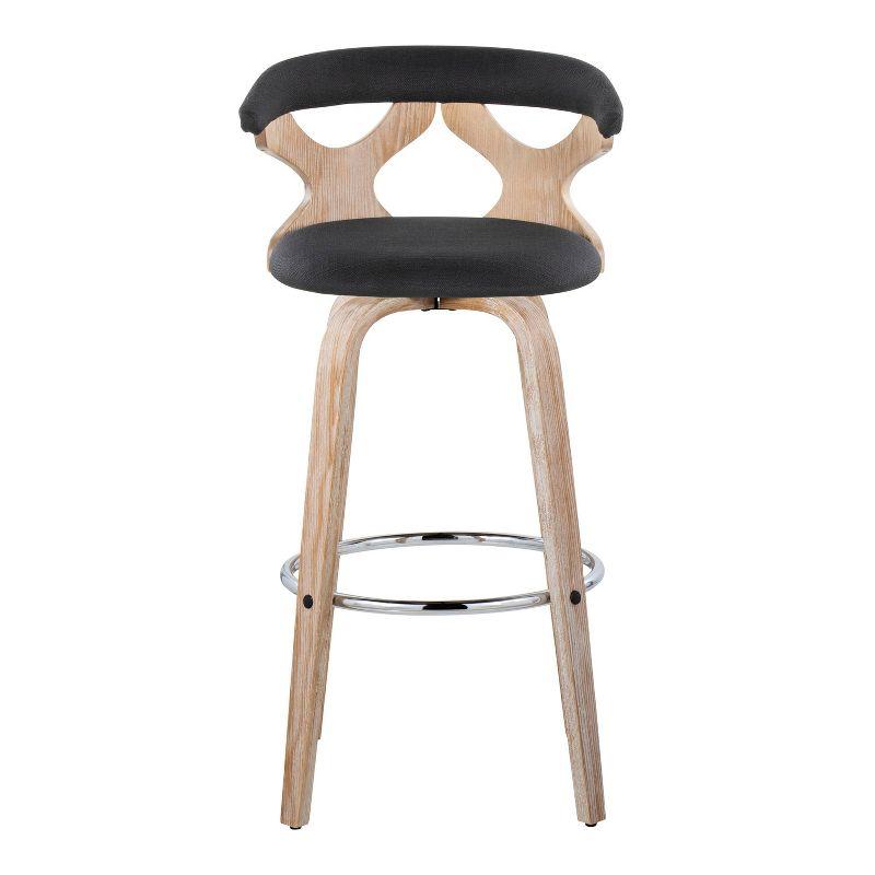 LumiSource Set of 2 Gardenia Barstools White Wash/Charcoal: Contemporary Swivel Counter Height Stools with Backs