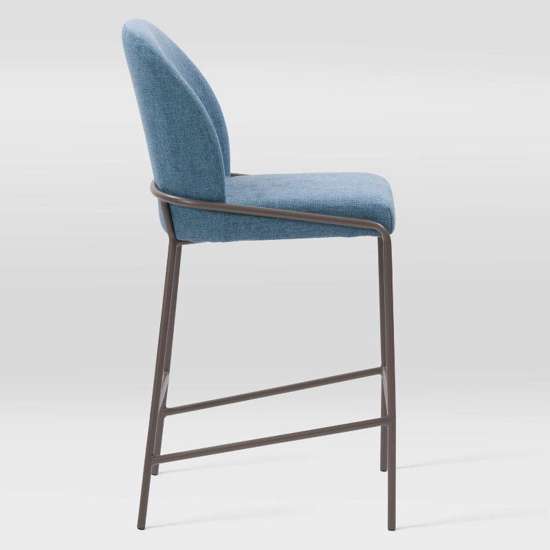 Blakeley Counter Height Barstool Blue - CorLiving: Upholstered, Metal Footrest, Polyester Fiber, Wood Frame