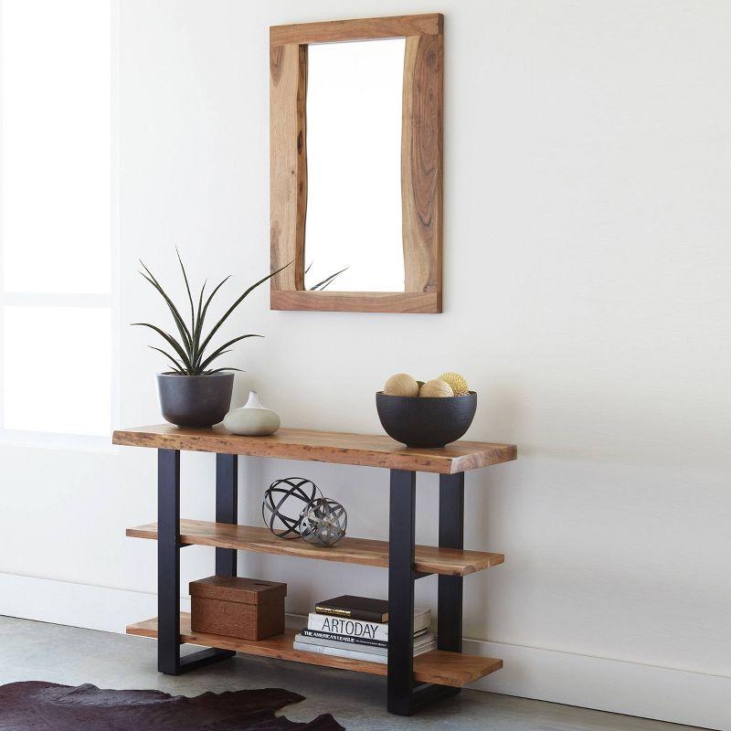 Alpine Live Edge Wood Media Console Table Natural - Alaterre Furniture: Acacia, Metal Legs, Rectangular