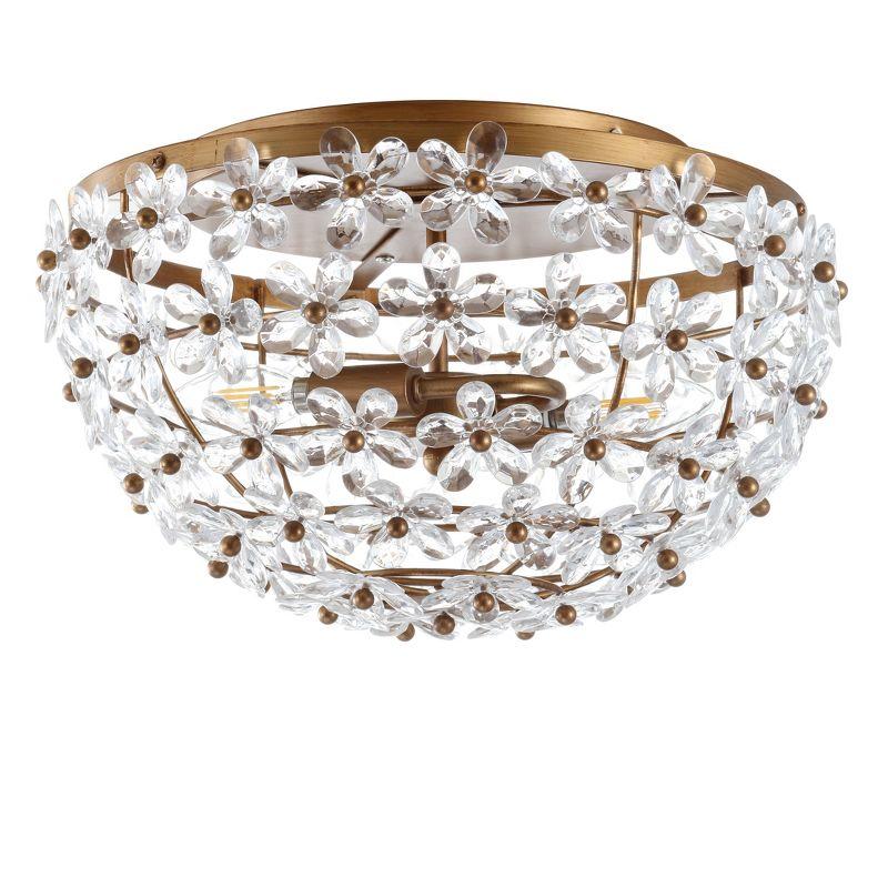 Isabelle 15.5" Gold Crystal Floral LED Flush Mount