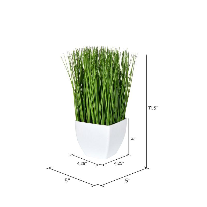 Vickerman 11.5" Artificial Green Potted Grass. In a 4.25"Lx4.25"Wx4"H base.