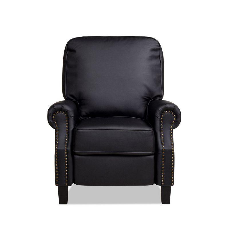 Charlie Design Auden 34" Manual Recliner Accent Chair, Ink Black Bonded Leather