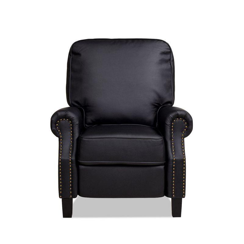 Ink Black Leather Wood 30" Traditional Recliner Accent Chair