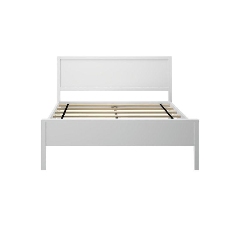 Plank+Beam Solid Wood Full Bed Frame with Panel Headboard, Modern Full Platform Bed with Wood Slat Support, No Box Spring Needed